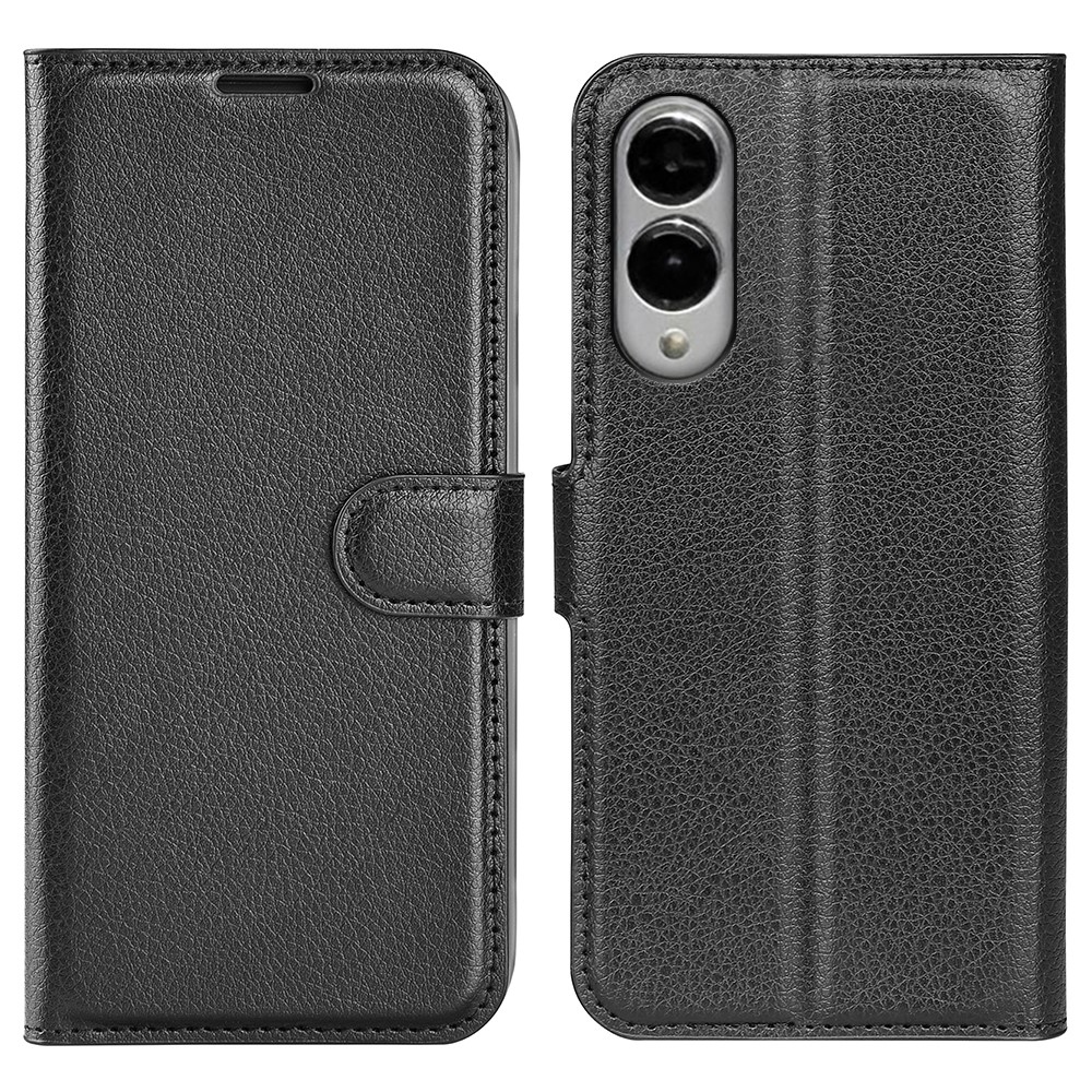 Litchi knížkové pouzdro na Samsung Galaxy S25 Edge - černé