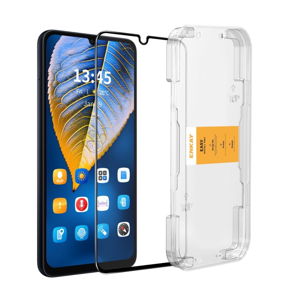 Clear 9H celoplošné tvrzené sklo na Samsung Galaxy A06 4G s aplikačním rámečkem