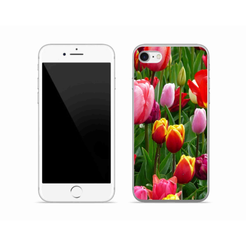 Gelový kryt mmCase na iPhone SE (2022) - tulipány