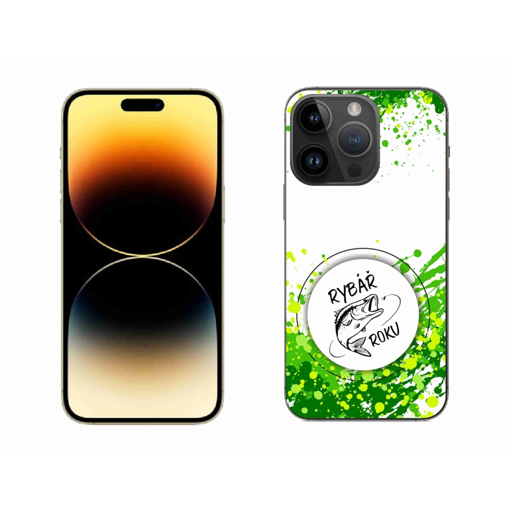 Gelový kryt mmCase na iPhone 14 Pro Max 6.7 - rybář roku bílé pozadí