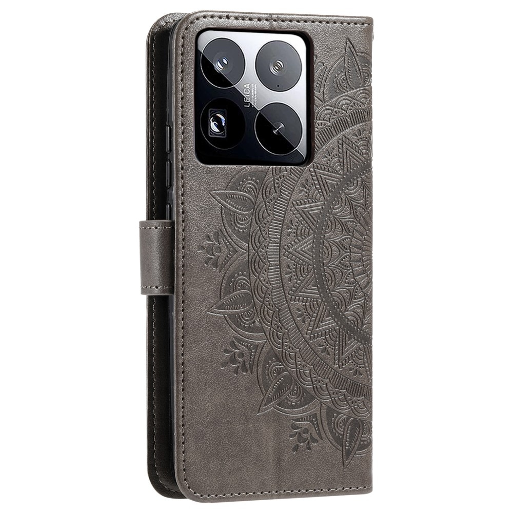 Mandala knížkové pouzdro na Xiaomi 15 Pro - šedé