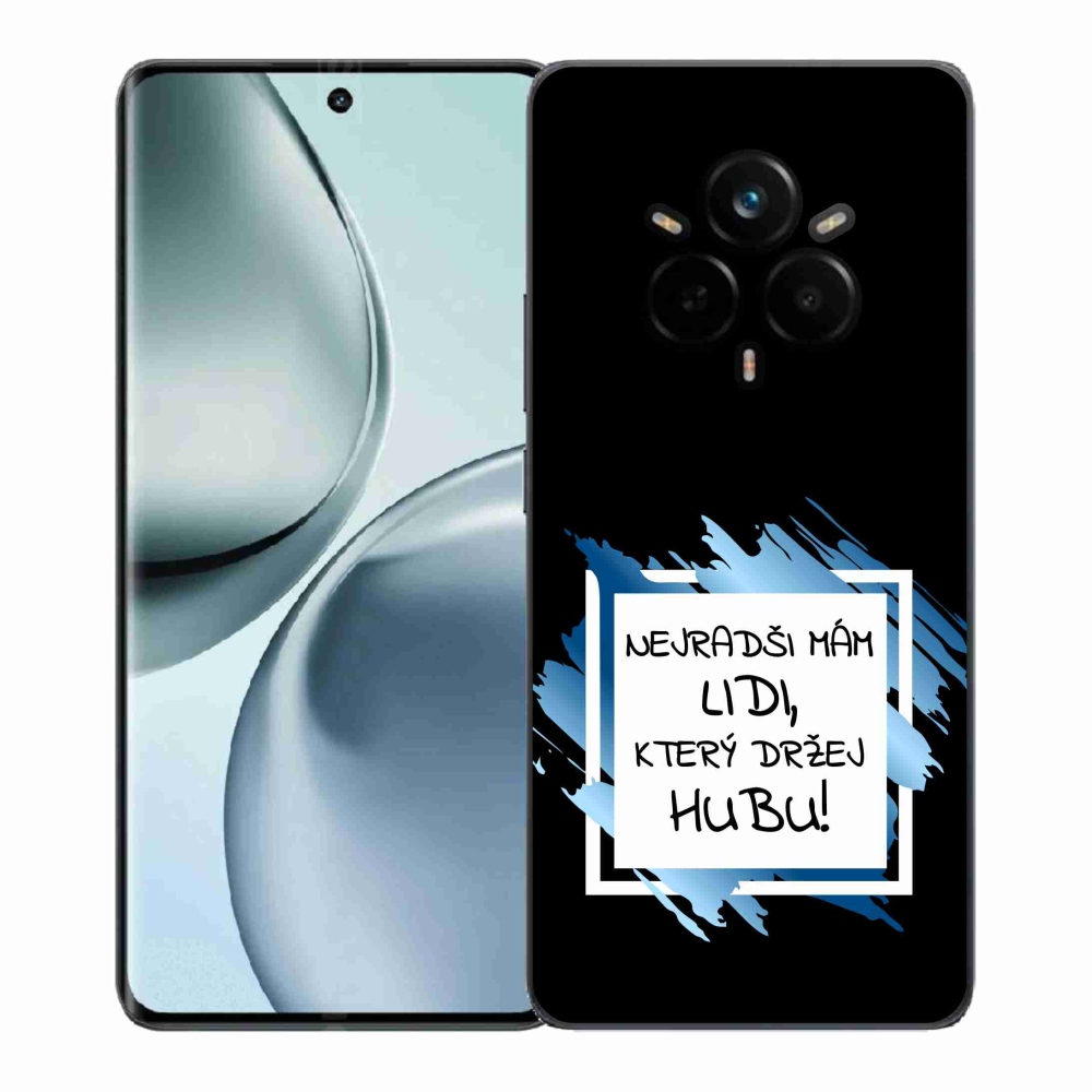Gelový kryt mmCase na Realme 14 Pro+ 5G - vtipný text 7 bíločerné pozadí