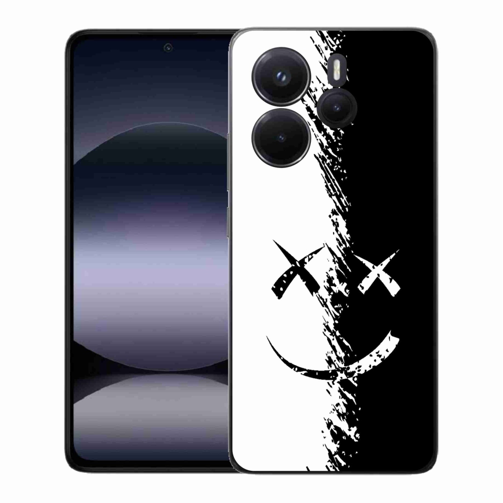 Gelový kryt mmCase na Xiaomi Redmi Note 14 - černobílý smajlík