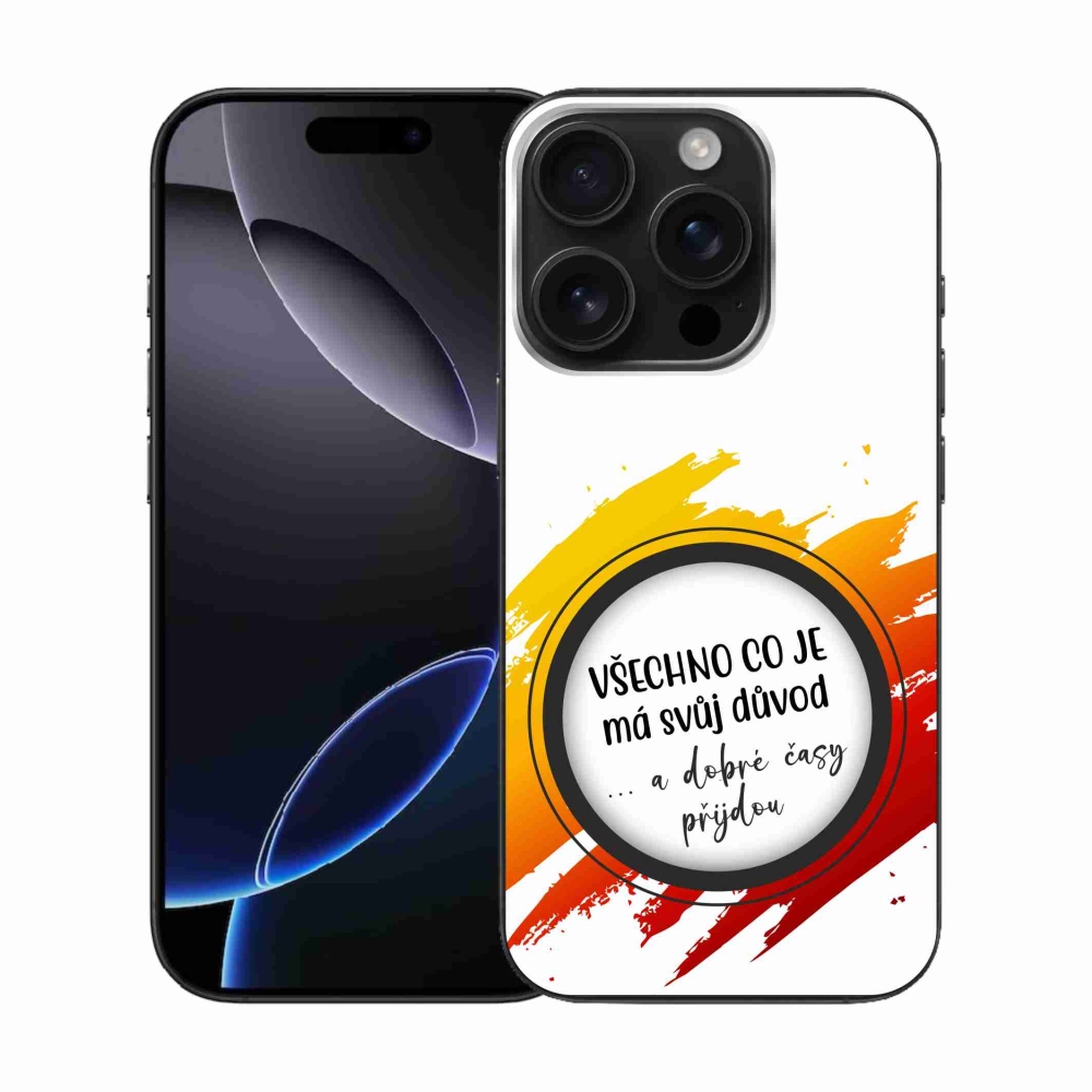 Gelový kryt mmCase na iPhone 16 Pro - citát 3 bílé pozadí