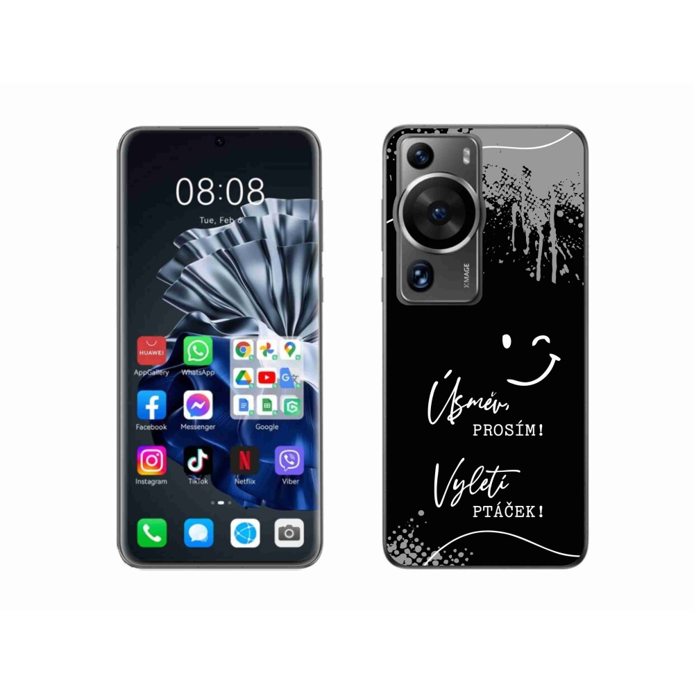 Gelový kryt mmCase na Huawei P60 Pro - vtipný text 4 černé pozadí