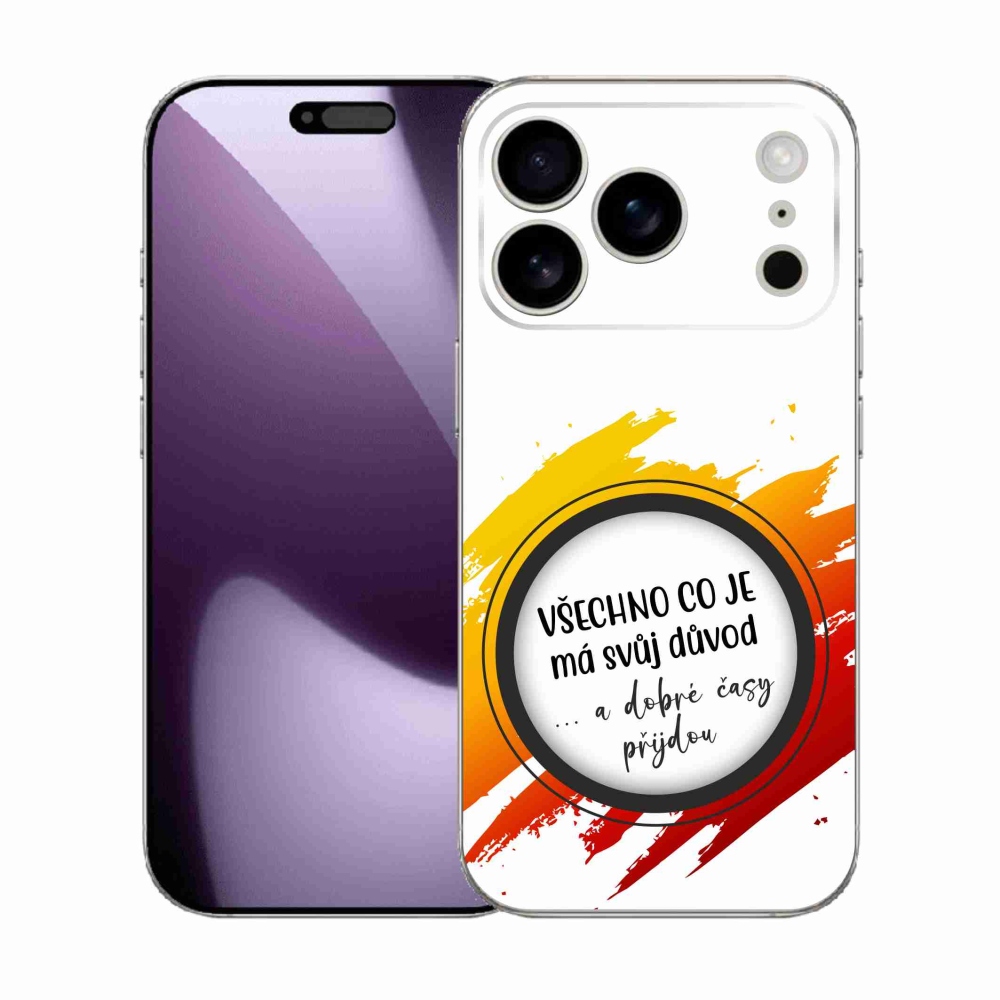 Gelový kryt mmCase na iPhone 17 Pro - citát 3 bílé pozadí