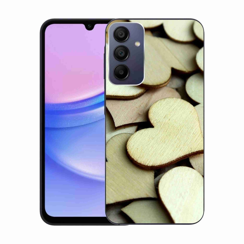 Gelový kryt mmCase na Samsung Galaxy A15 4G/5G - dřevěná srdíčka