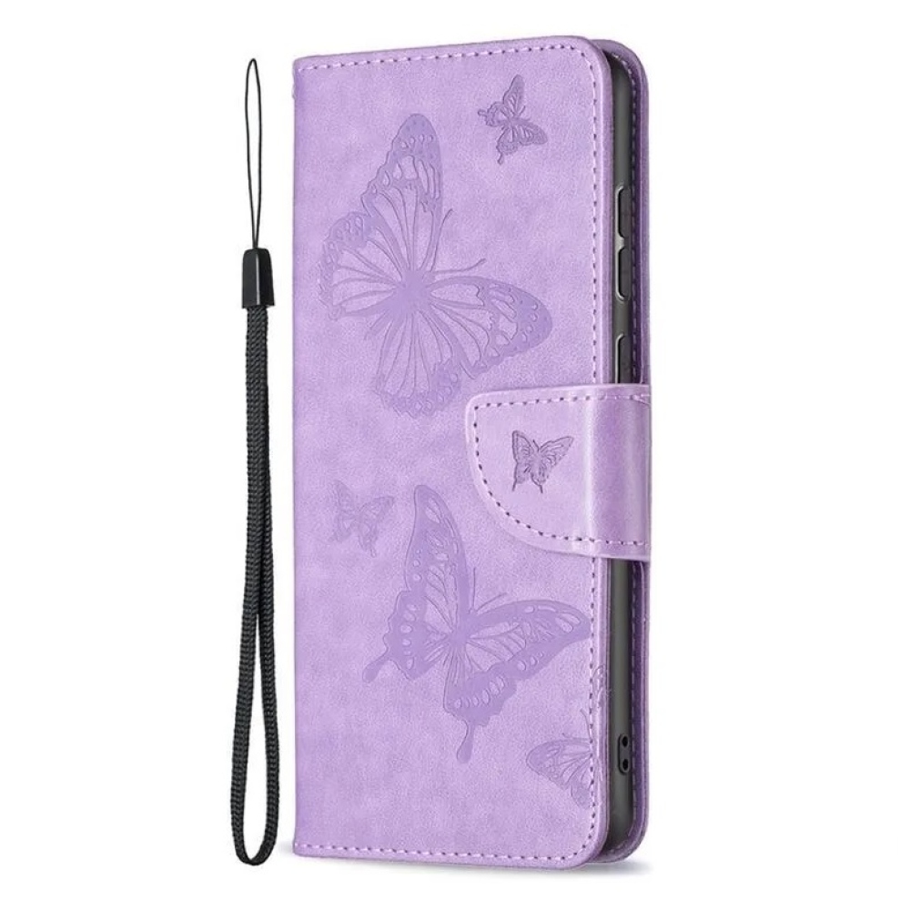 Butterfly PU kožené peněženkové pouzdro na mobil Samsung Galaxy Note 10 Plus - fialové