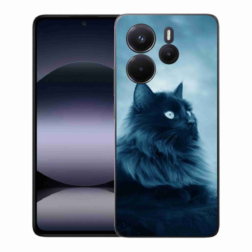 Gelový kryt mmCase na Xiaomi Redmi Note 14 - černá kočka 1
