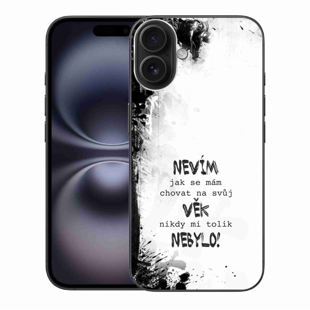 Gelový kryt mmCase na iPhone 16 Plus - vtipný text 14 bílé pozadí