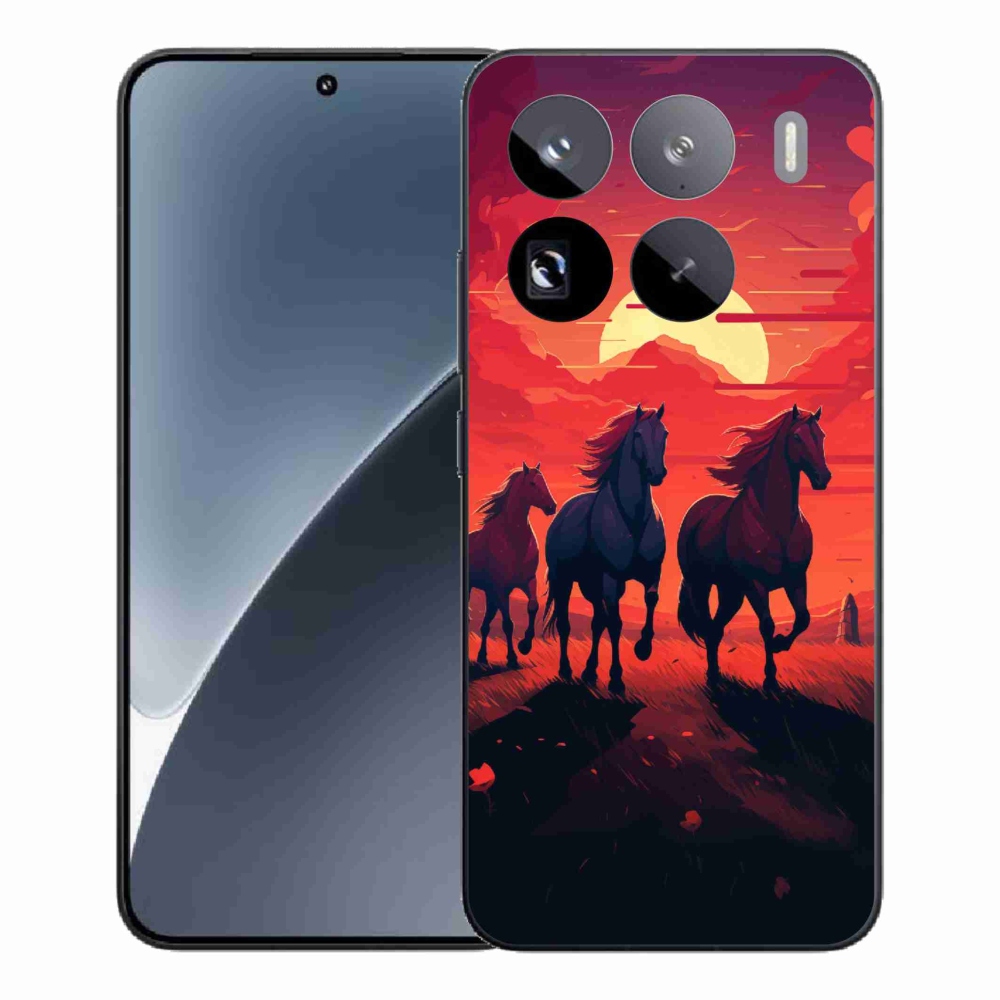 Gelový kryt mmCase na Xiaomi 15 Pro - koně a západ slunce
