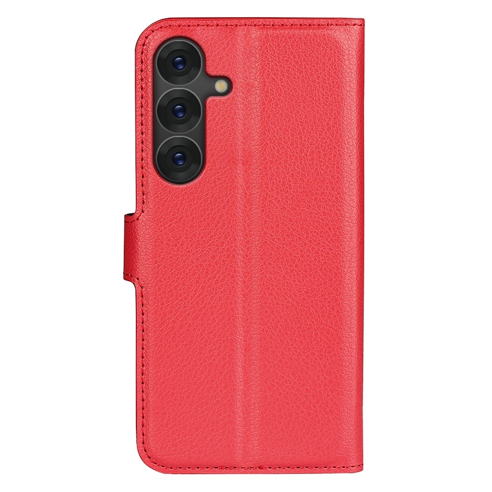 Litchi knížkové pouzdro na Samsung Galaxy S25+ - červené