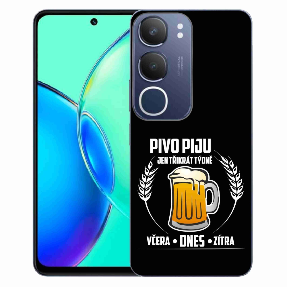 Gelový kryt mmCase na Vivo Y19s - pivní motiv černé pozadí
