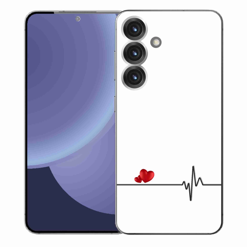 Gelový kryt mmCase na Samsung Galaxy S25+ - srdce a tep bílé pozadí