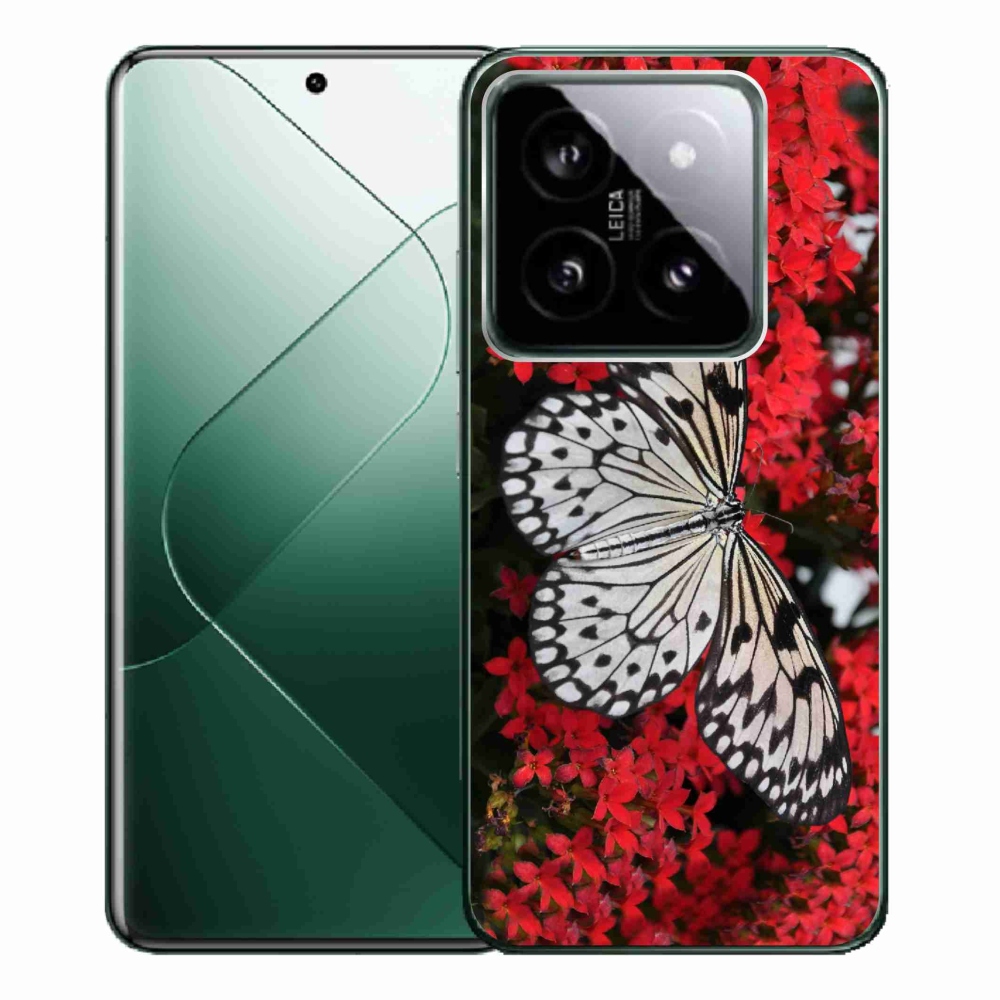 Gelový kryt mmCase na Xiaomi 14 Pro - černobílý motýl 1