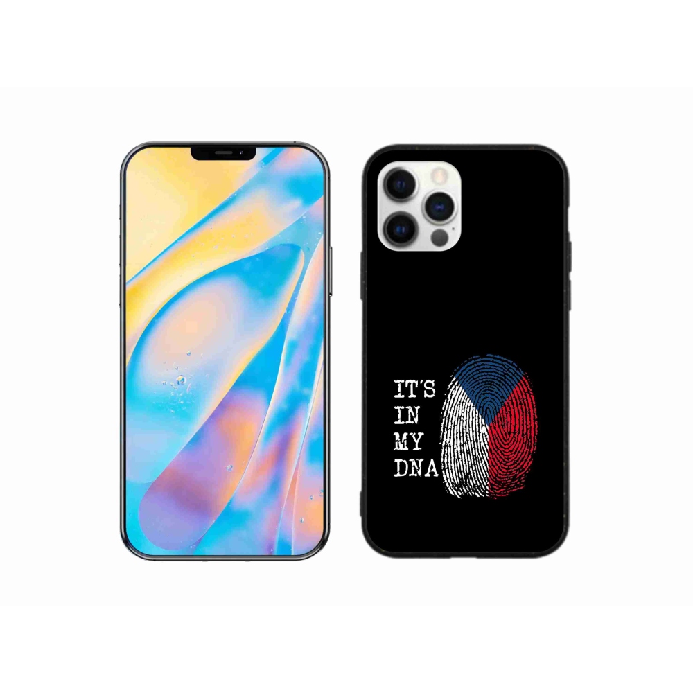 Gelový kryt mmCase na iPhone 12 - vlajka otisk prstu černé pozadí