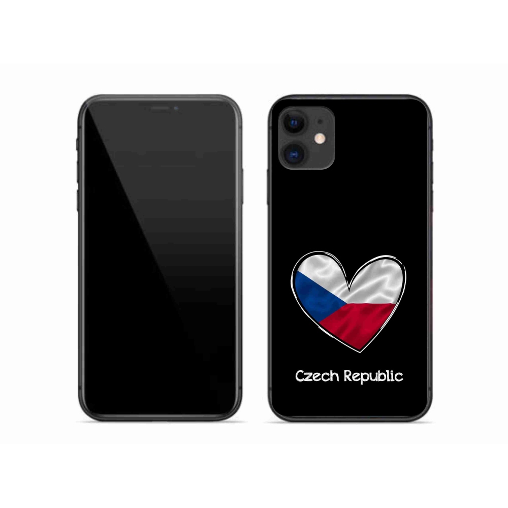 Gelový kryt mmCase na iPhone 11 - vlajka srdce černé pozadí