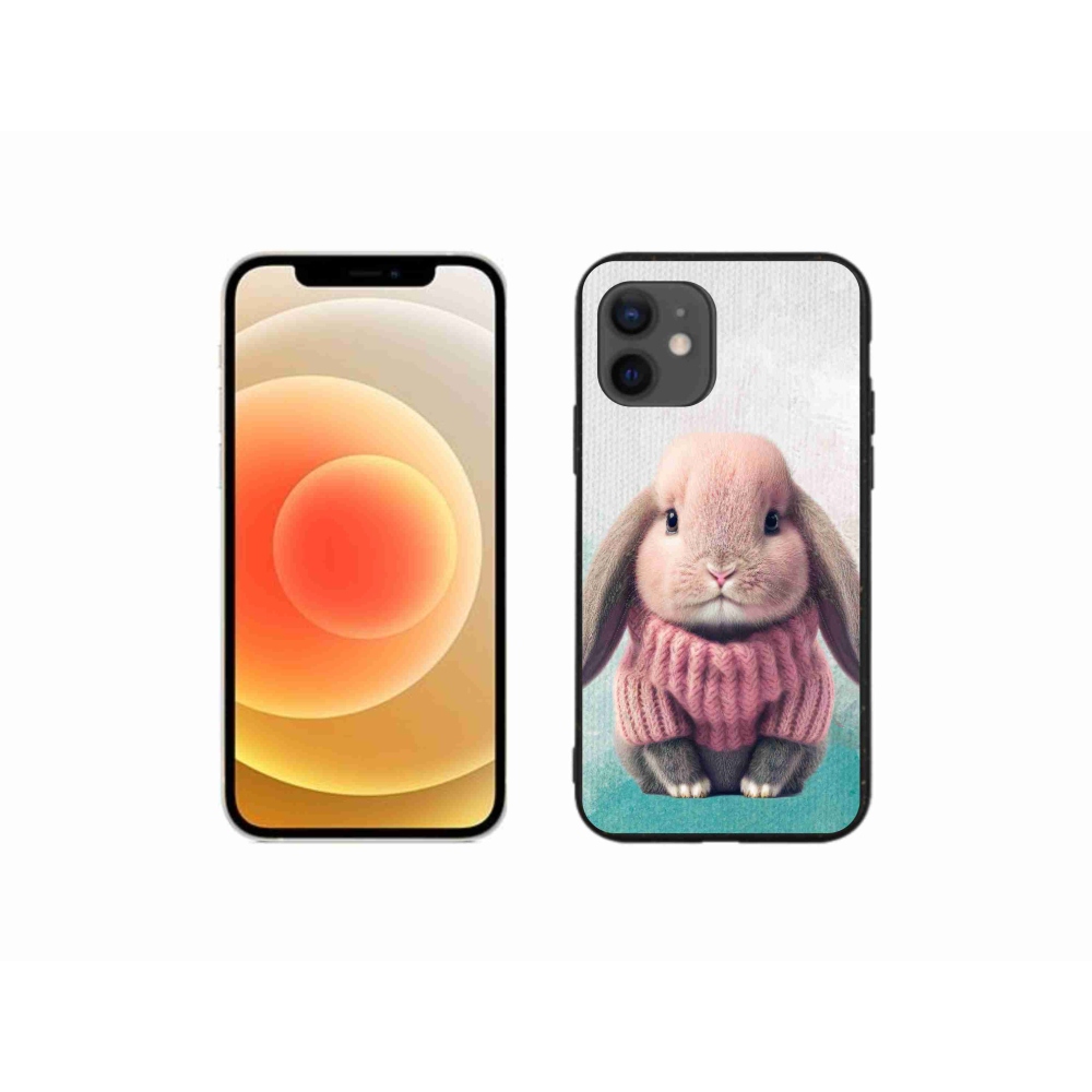 Gelový kryt mmCase na iPhone 12 mini - králíček ve svetru