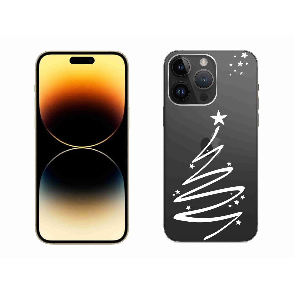 Gelový kryt mmCase na iPhone 14 Pro Max - bílý stromeček na průhledném pozadí