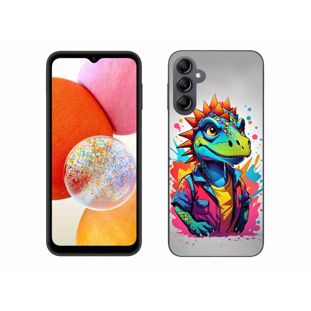 Gelový kryt mmCase na Samsung Galaxy A14 4G/5G - barevný dinosaurus