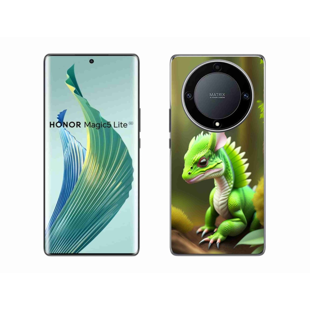 Gelový kryt mmCase na Honor Magic 5 Lite 5G - zelený dráček