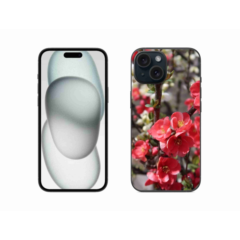 Gelový kryt mmCase na iPhone 15 - červené květy