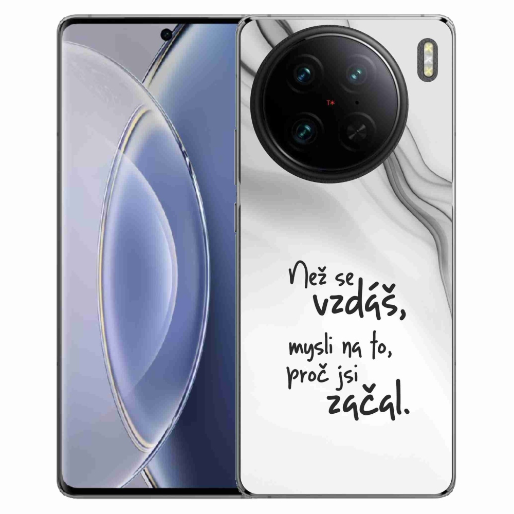 Gelový kryt mmCase na Vivo X90 Pro - citát 2 bílé pozadí