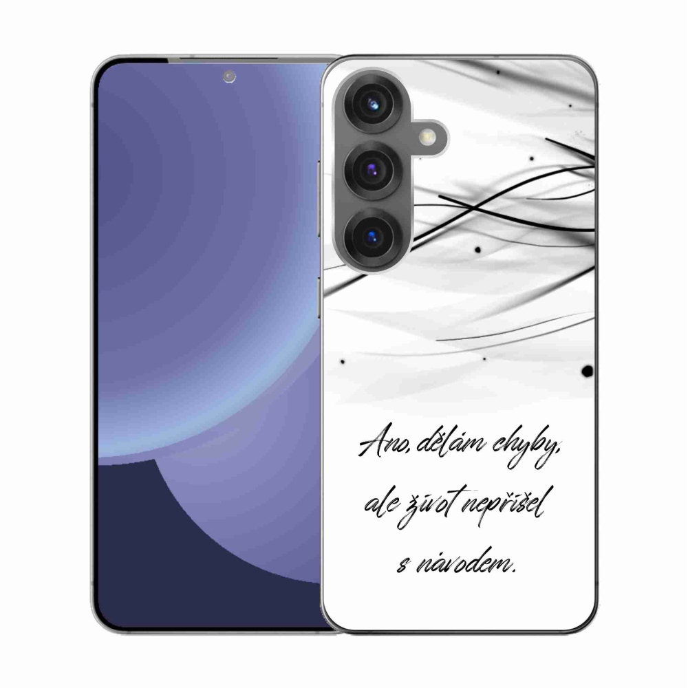 Gelový kryt mmCase na Samsung Galaxy S25 - citát bílé pozadí