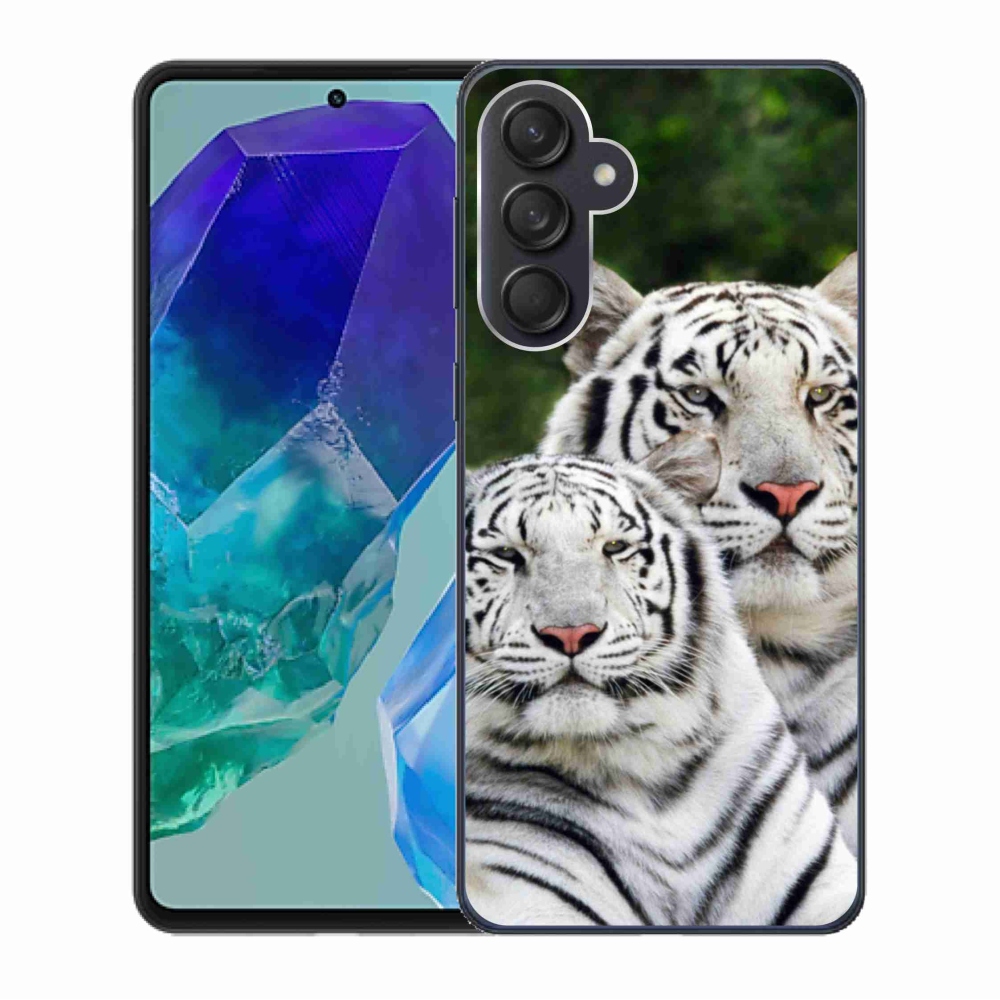 Gelový obal mmCase na Samsung Galaxy M55 5G - bílí tygři