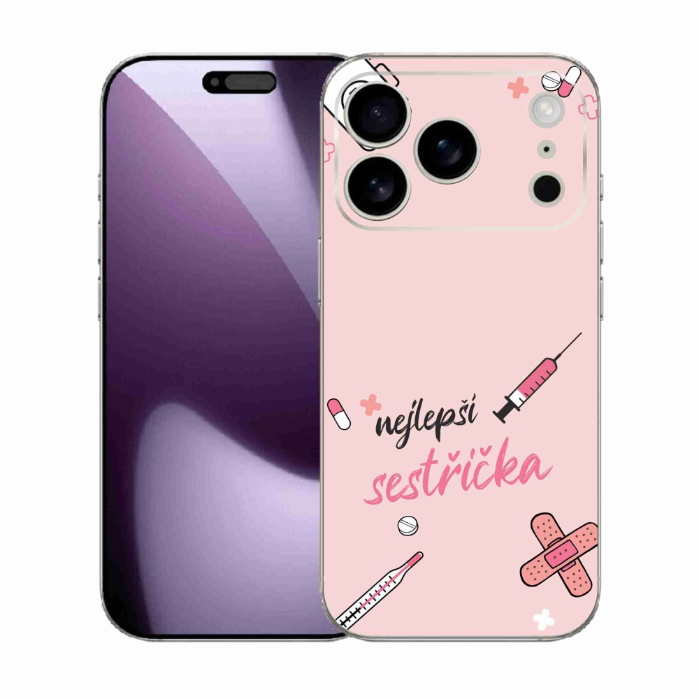 Gelový kryt mmCase na iPhone 17 Pro - nejlepší sestřička růžové pozadí