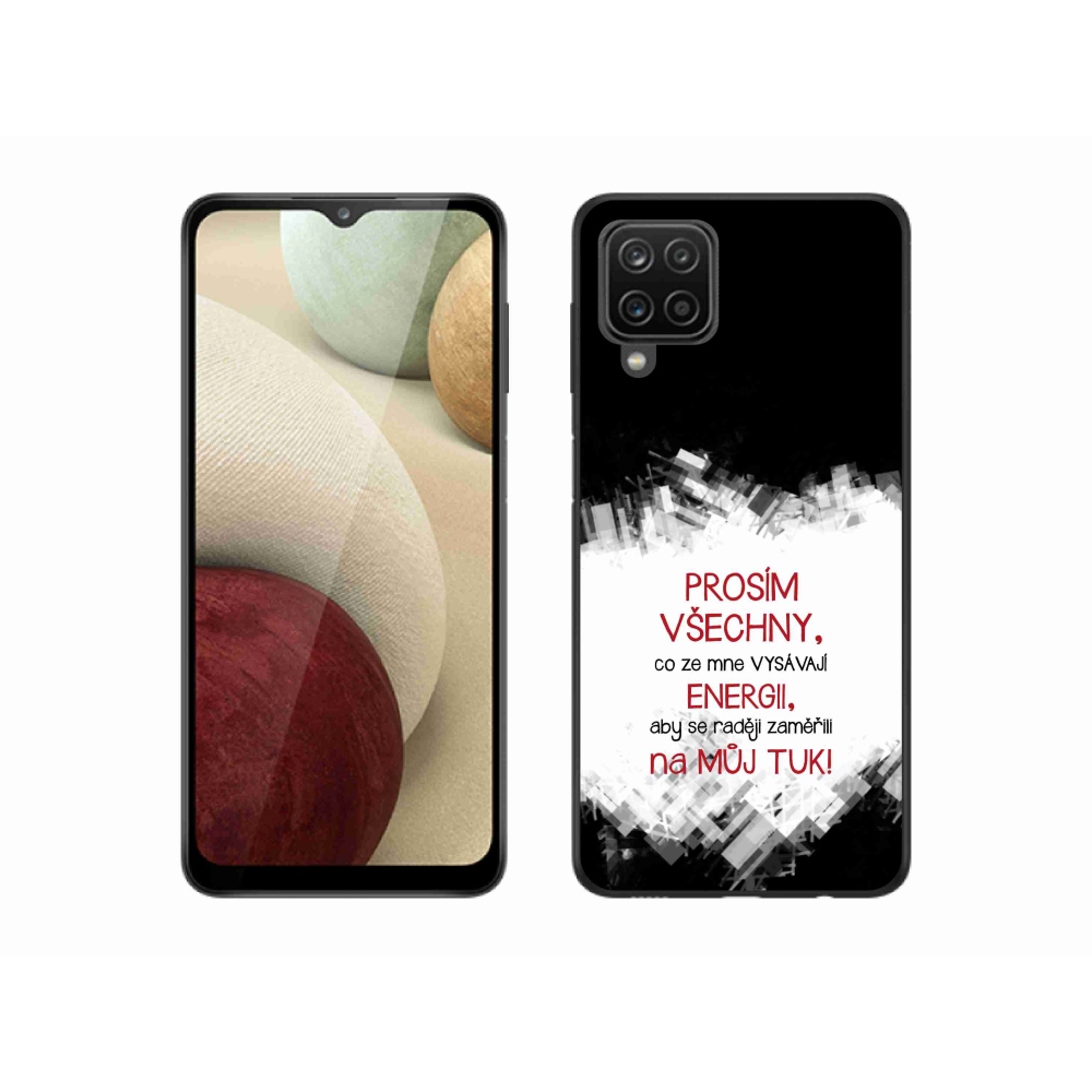 Gelový kryt mmCase na Samsung Galaxy A12 - vtipný text 1 červený