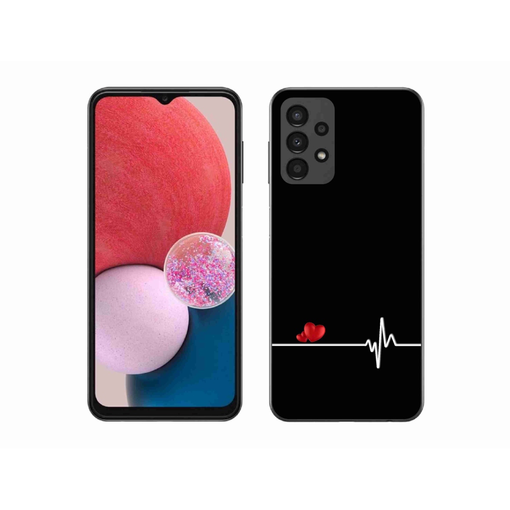 Gelový kryt mmCase na Samsung Galaxy A13 4G - srdce a tep černé pozadí