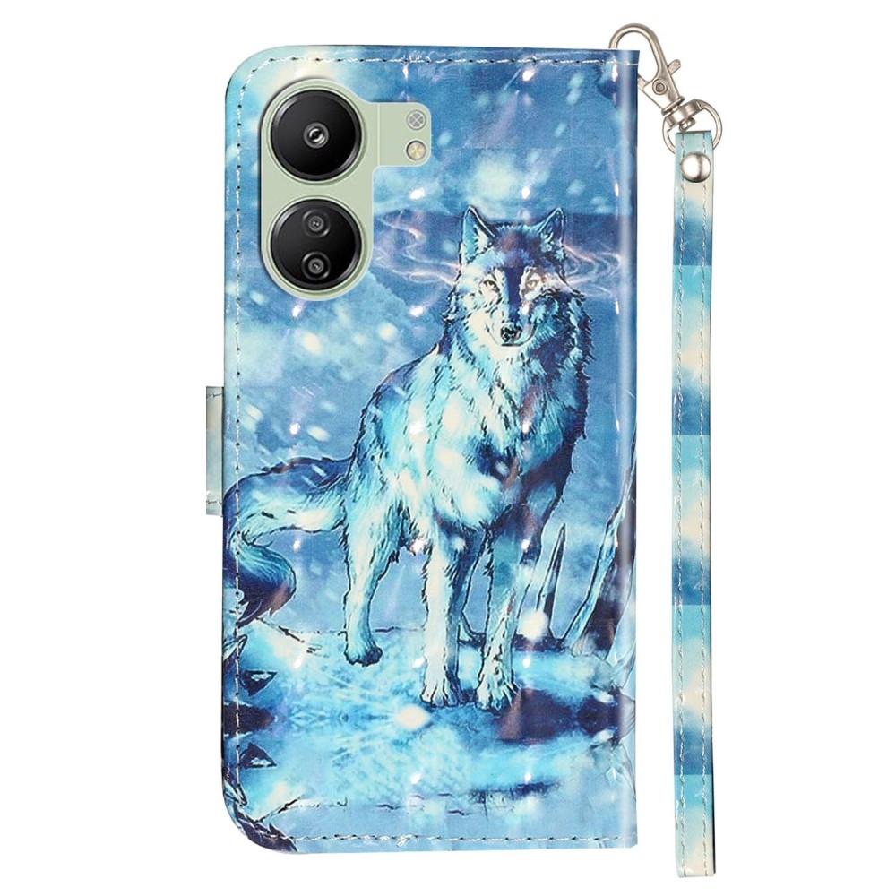 Decor knížkové pouzdro pro Xiaomi Poco C65/Redmi 13C 4G/5G - vlk