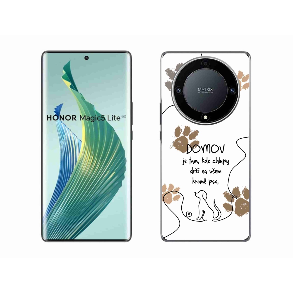 Gelový kryt mmCase na Honor Magic 5 Lite 5G - psí motiv bílé pozadí