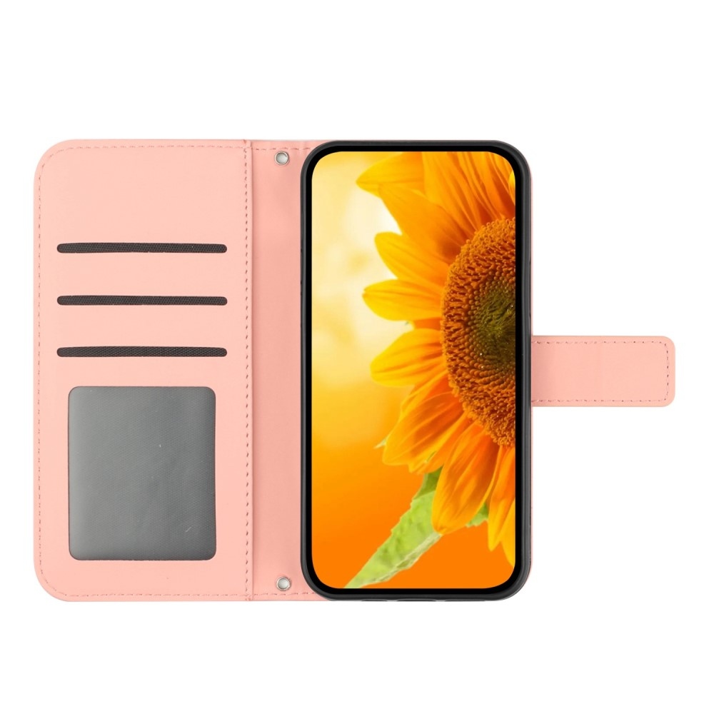 Sunflower knížkové pouzdro na Vivo X80 Lite - růžové