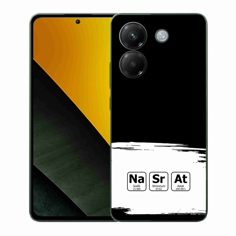 Gelový kryt mmCase na Xiaomi Poco M7 Pro 5G - chemické prvky bíločerné pozadí