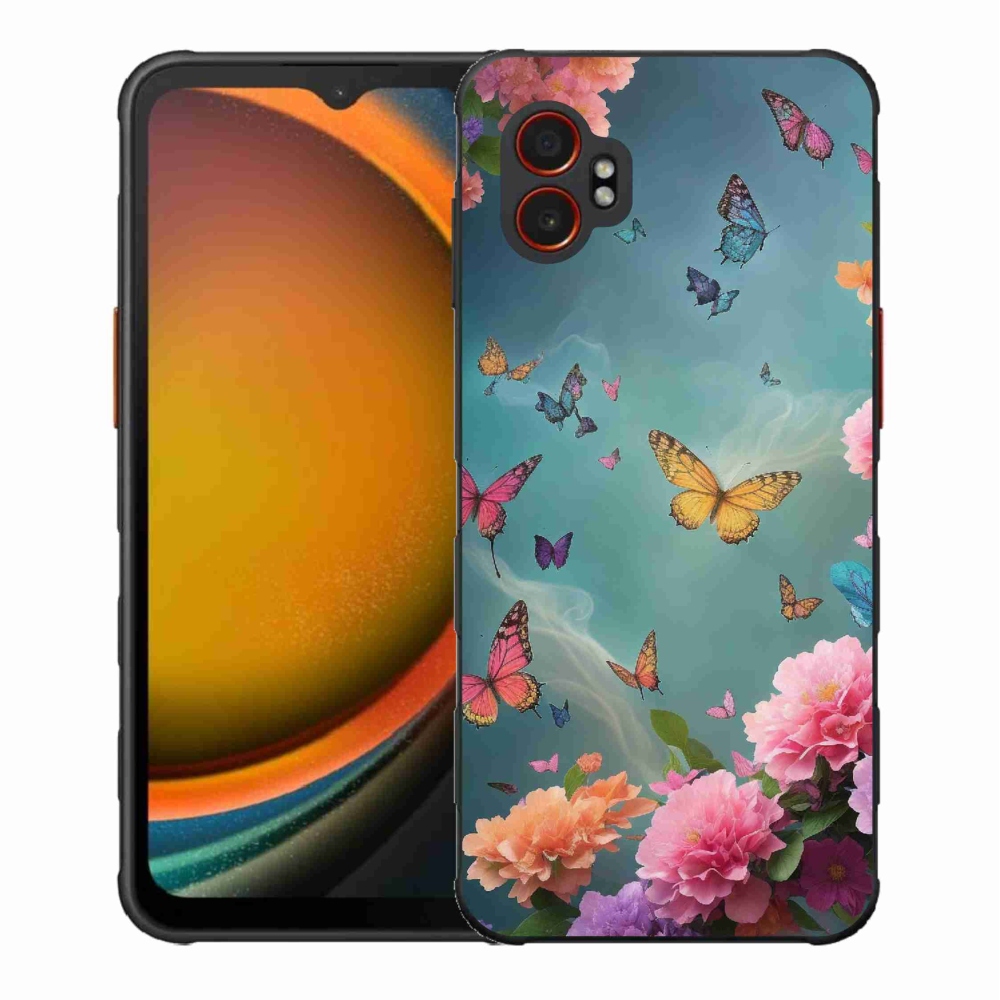 Gelový kryt mmCase na Samsung Galaxy Xcover 7 Pro - barevné květy a motýli