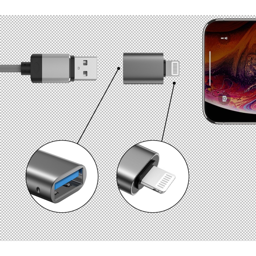 Swissten OTG redukce Lightning (m)/USB-A (f)