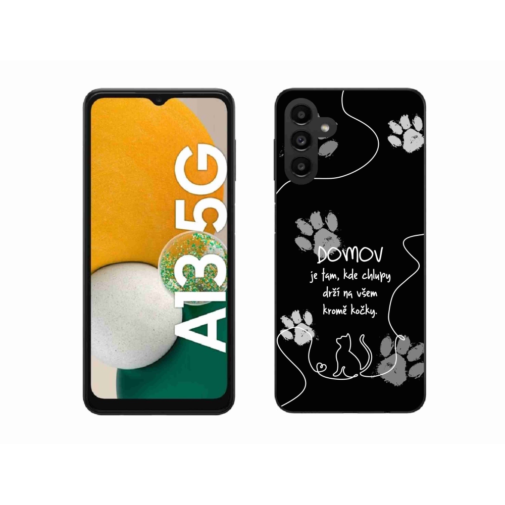 Gelový kryt mmCase na Samsung Galaxy A13 5G - kočičí motiv černé pozadí