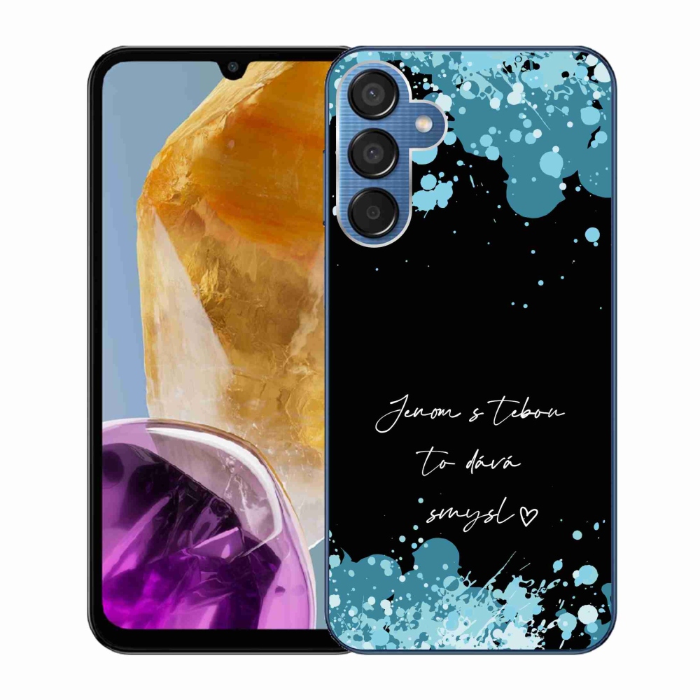Gelový kryt mmCase na Samsung Galaxy M15 5G - zamilovaný text černé pozadí