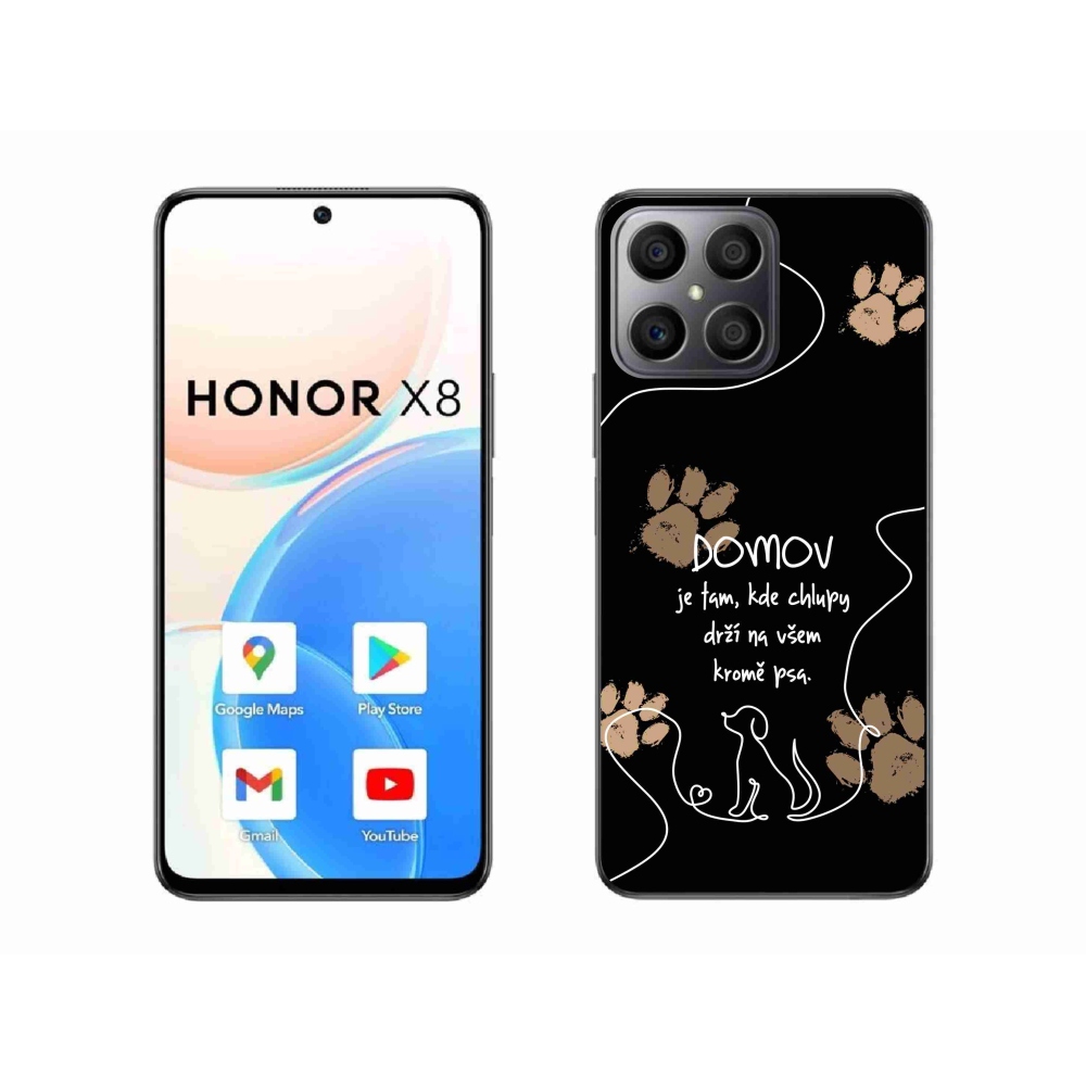 Gelový kryt mmCase na Honor X8 4G - psí motiv černé pozadí