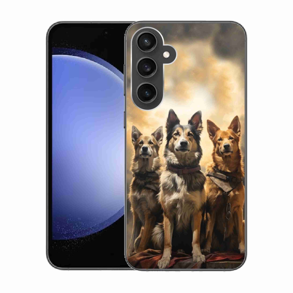 Gelový kryt mmCase na Samsung Galaxy S23 FE - tři psi