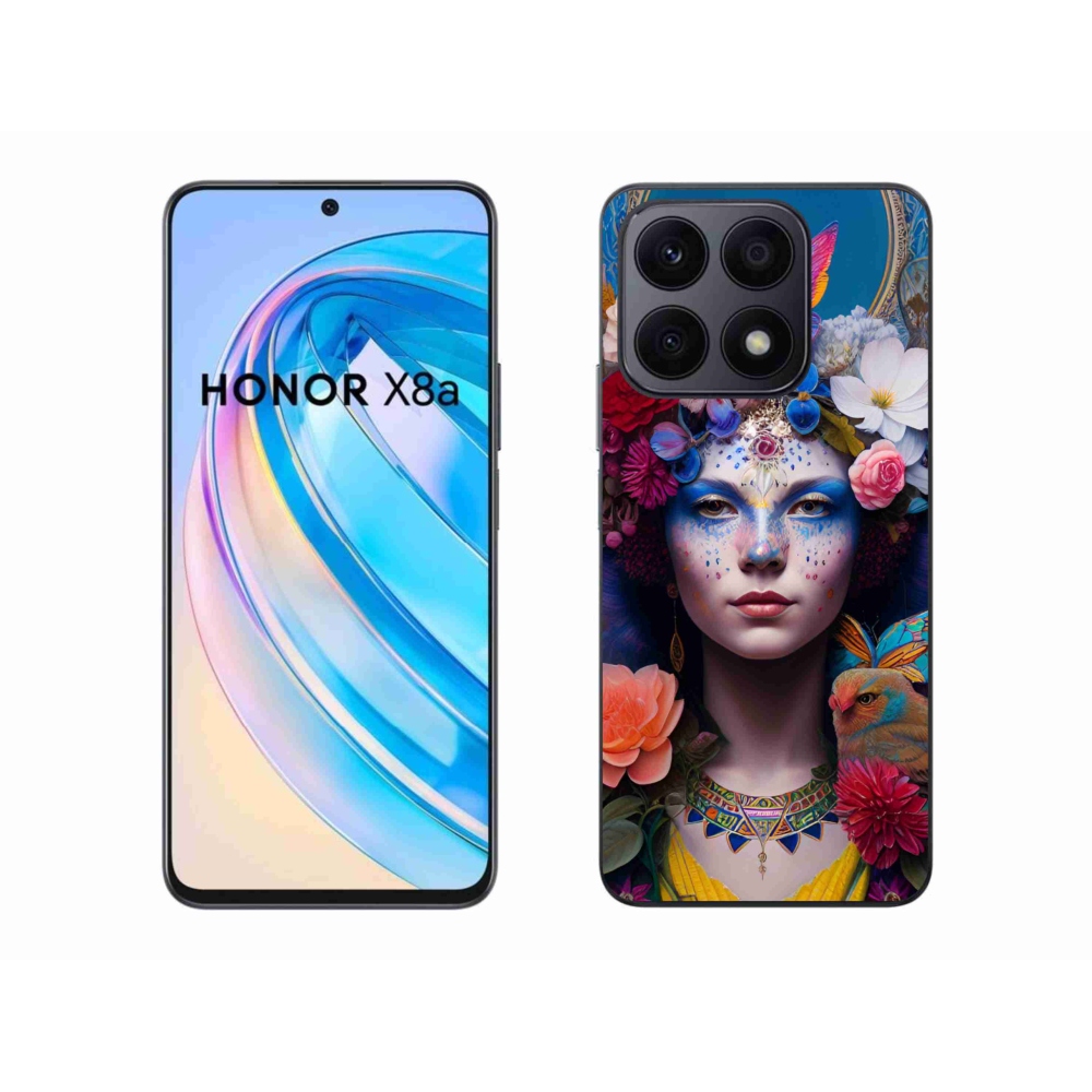 Gelový kryt mmCase na Honor X8a - žena s květinami