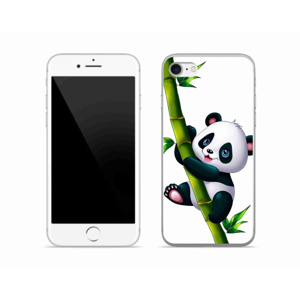 Gelový kryt mmCase na iPhone SE (2022) - panda na bambusu