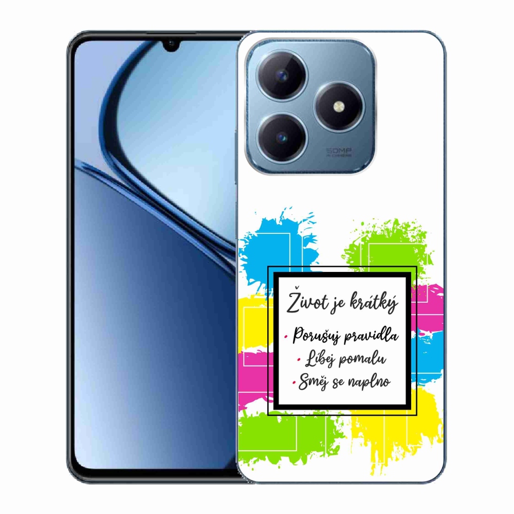 Gelový kryt mmCase na Realme C63 - citát 5 bílé pozadí