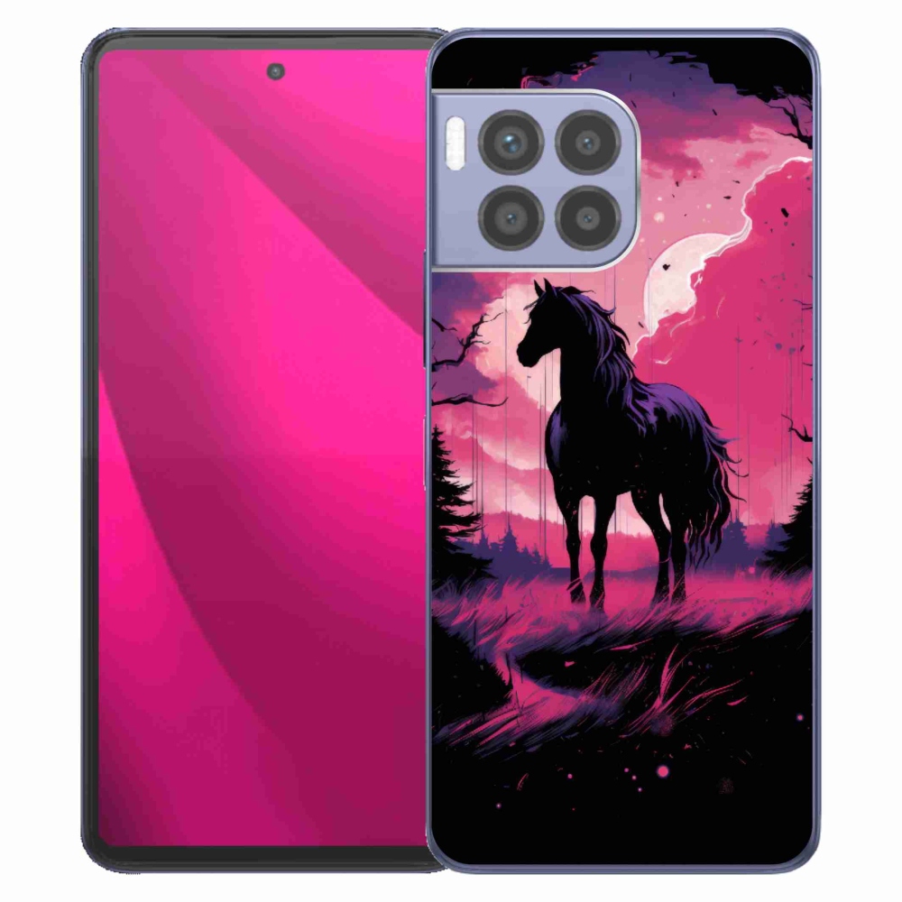 Gelový kryt mmCase na T-Mobile T Phone 2 Pro - černý kreslený kůň 1