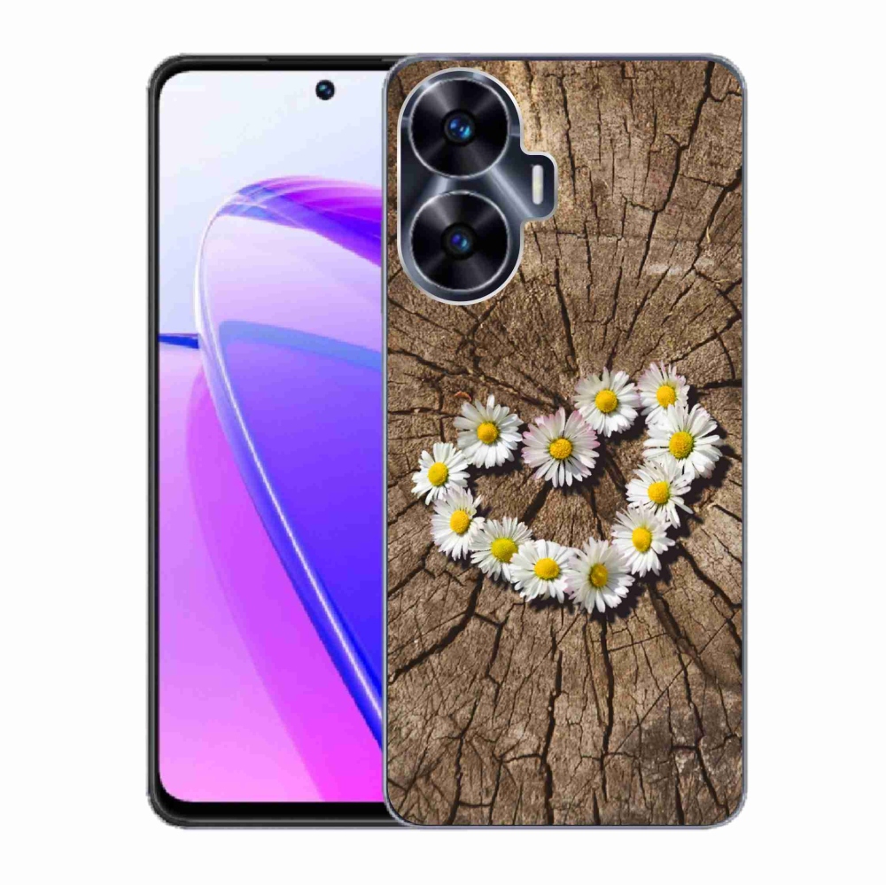 Gelový kryt mmCase na Realme C55 - srdce z kopretin