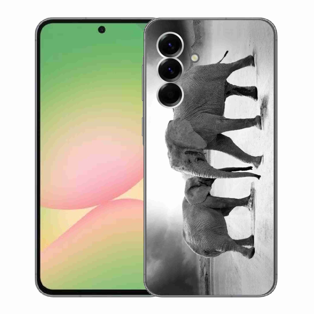 Gelový kryt mmCase na Samsung Galaxy A56 5G - černobílí sloni