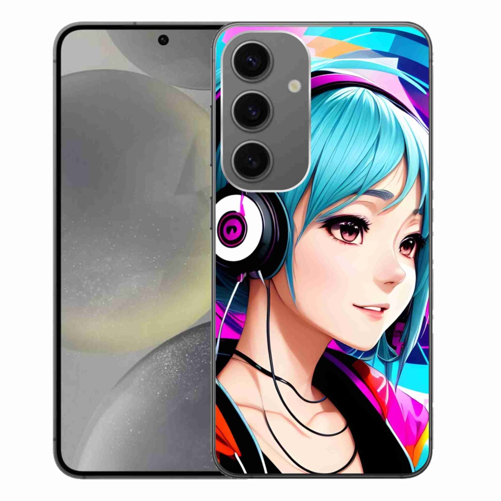 Gelový kryt mmCase na Samsung Galaxy S24+ - dívka se sluchátky