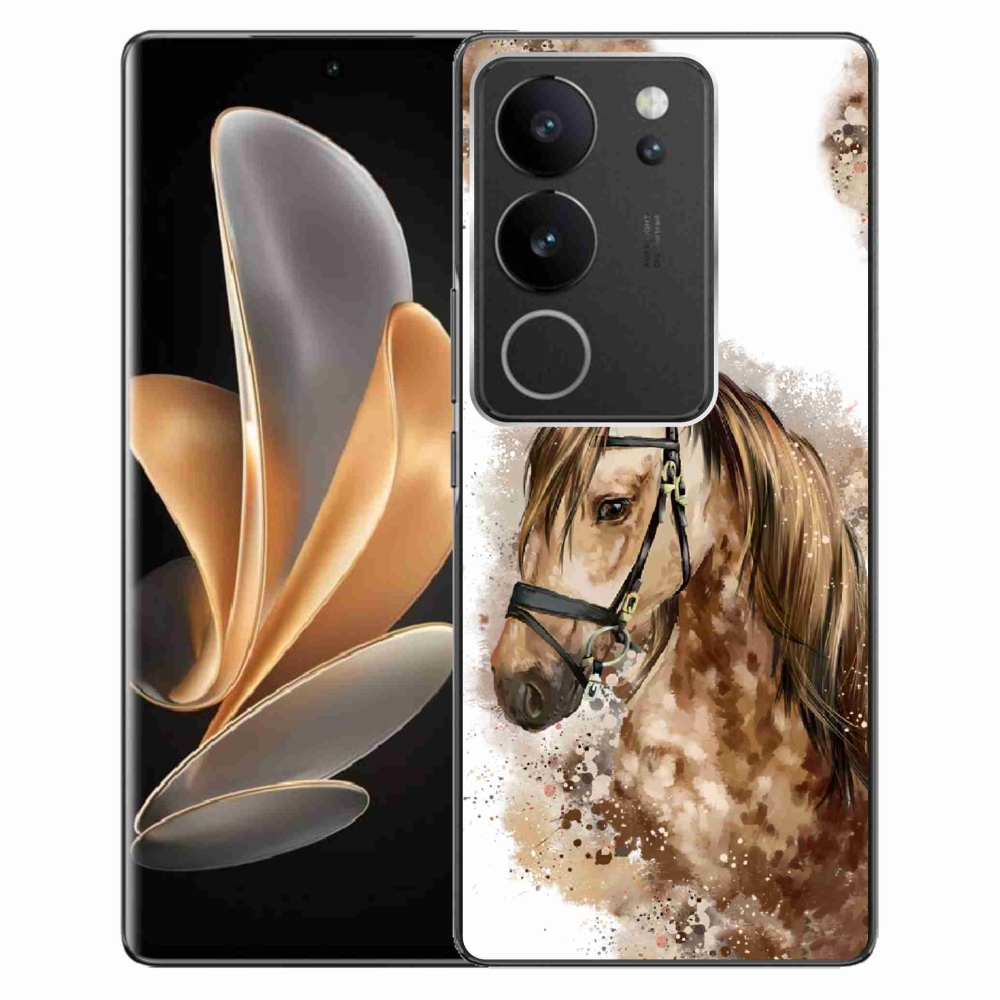 Gelový kryt mmCase na Vivo V29 5G - hnědý kreslený kůň